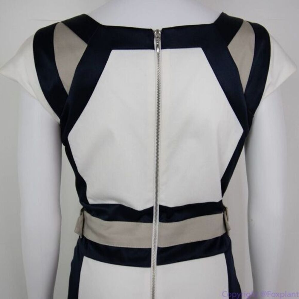 Joseph Ribkoff‎ black white sheath dress capped sleeves dress, 8 - Picture 8 of 16